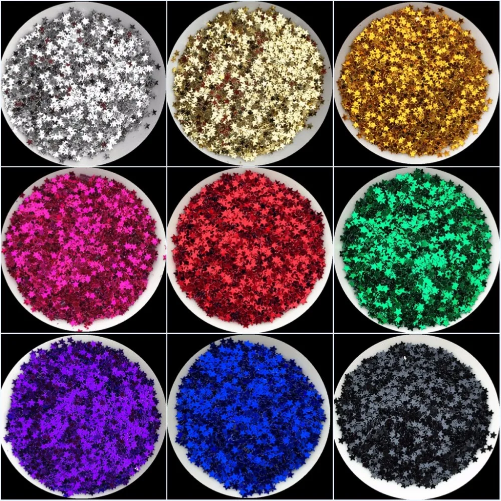 10g 3mm star shape sequin Silver-Base Colors PVC loose Sequins Paillettes for Nails Art manicure/wedding decoration confetti