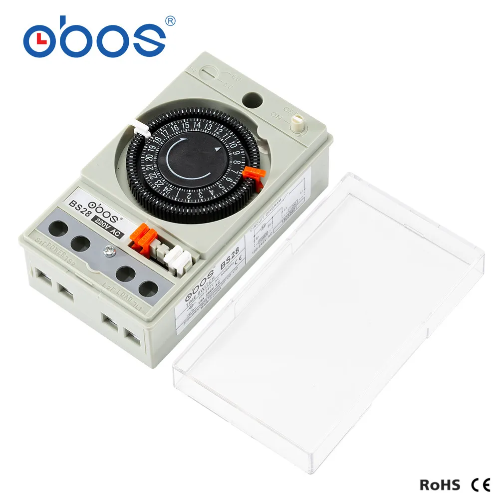 OBOS brand 110V~240V mechanical type 24 hour timer with 48 times on/off per day min time interval 30 min