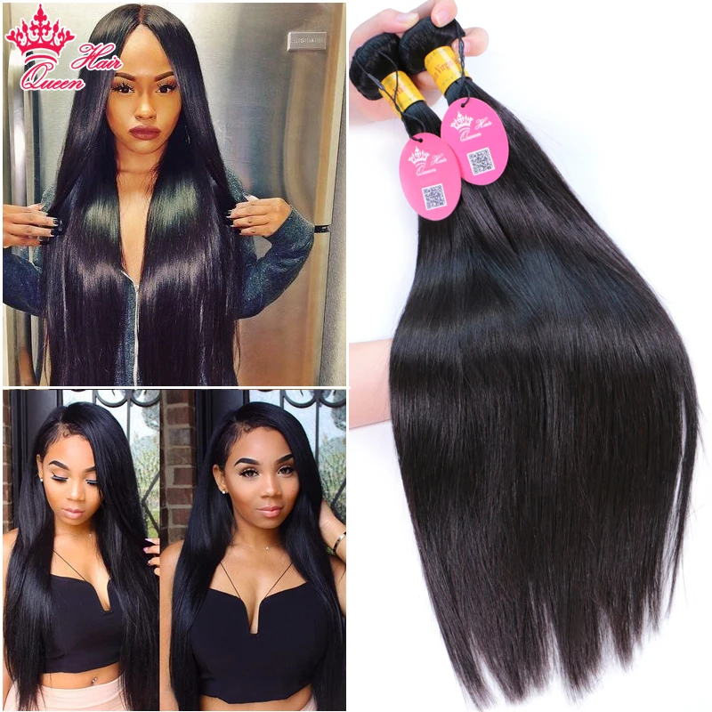 Peruvian Straight Raw Hair Double Weft Weave Natural Color Virgin Human Hair Extensions Queen Hair Official Store