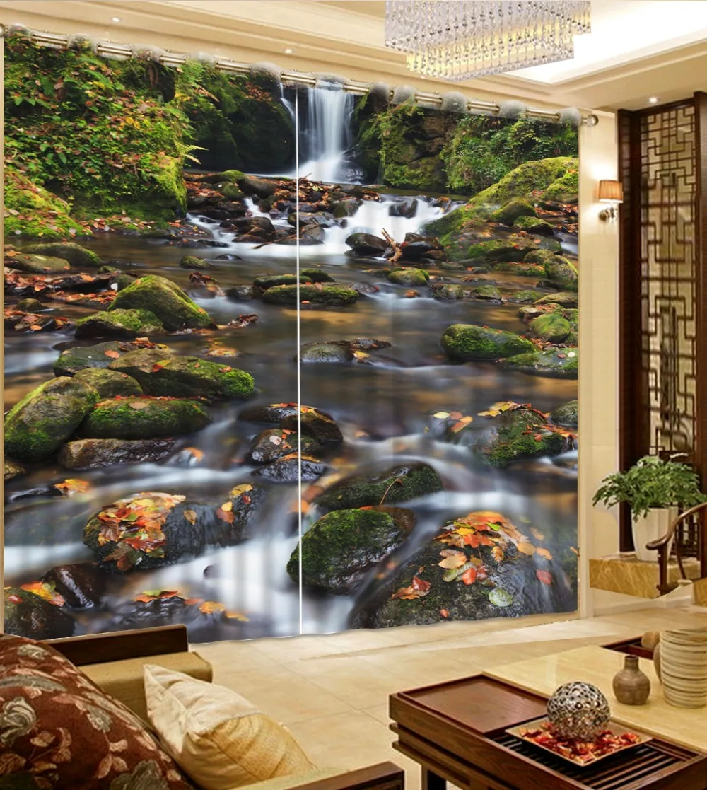 

modern living room curtains 3d curtains Beautiful natural scenery creek home decor decoration custom curtains