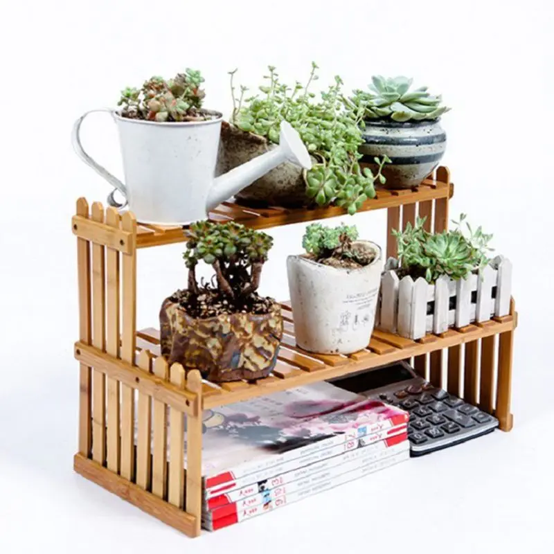Pianta Mensola Del Fiore di Visualizzazione Del Basamento di Legno di Bambù Rack di Stoccaggio Giardino Organizzatore