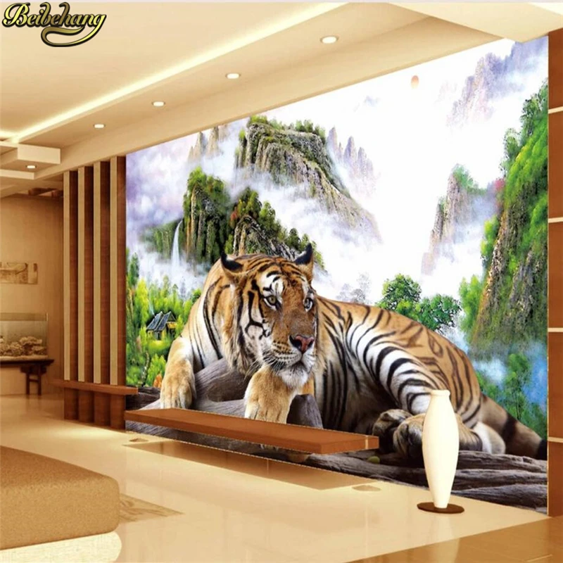 

beibehang papel de parede 3d room wallpaper for walls 3 d stereoscopic tigers wall paper murals tv sofa background wall decor