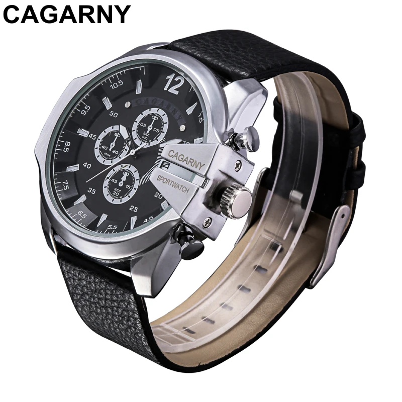 Luxury Brand Cagarny Mens Quartz Watches Men Military Wristwatch Leather Watchband Watch Date Clock Man Relojes Hombre D6839 New