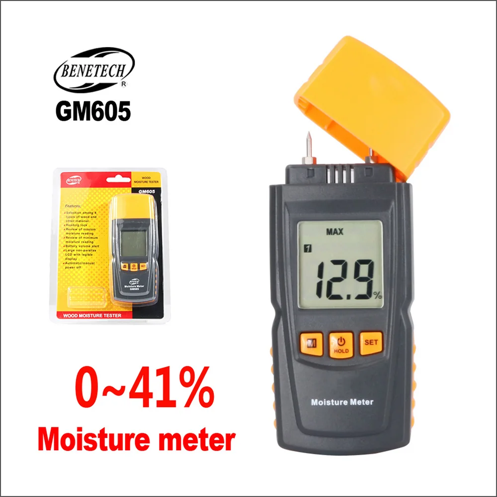 

BENETECH Digital Wood Moisture Meter Humidity Tester Measuring Range 0-41% Without Backlight Hygrometer Wood Moisture Meter