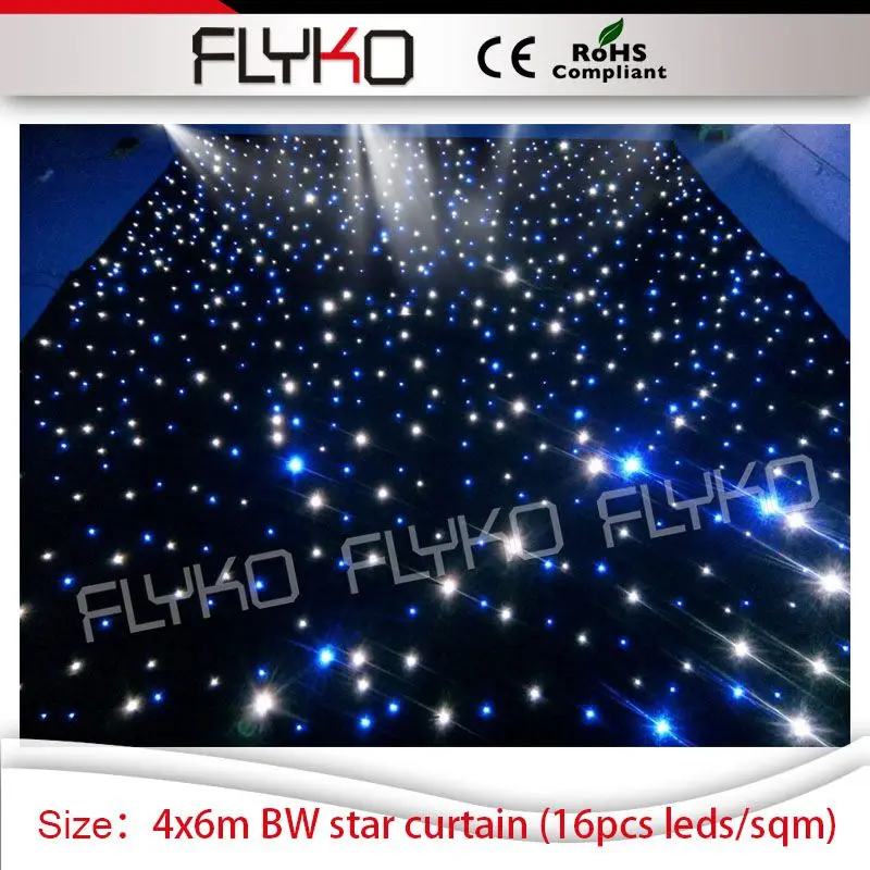 FLYKO flashlight blue and white 4x6m dj ktv equipment LED star cloth curtain display screen for decoration