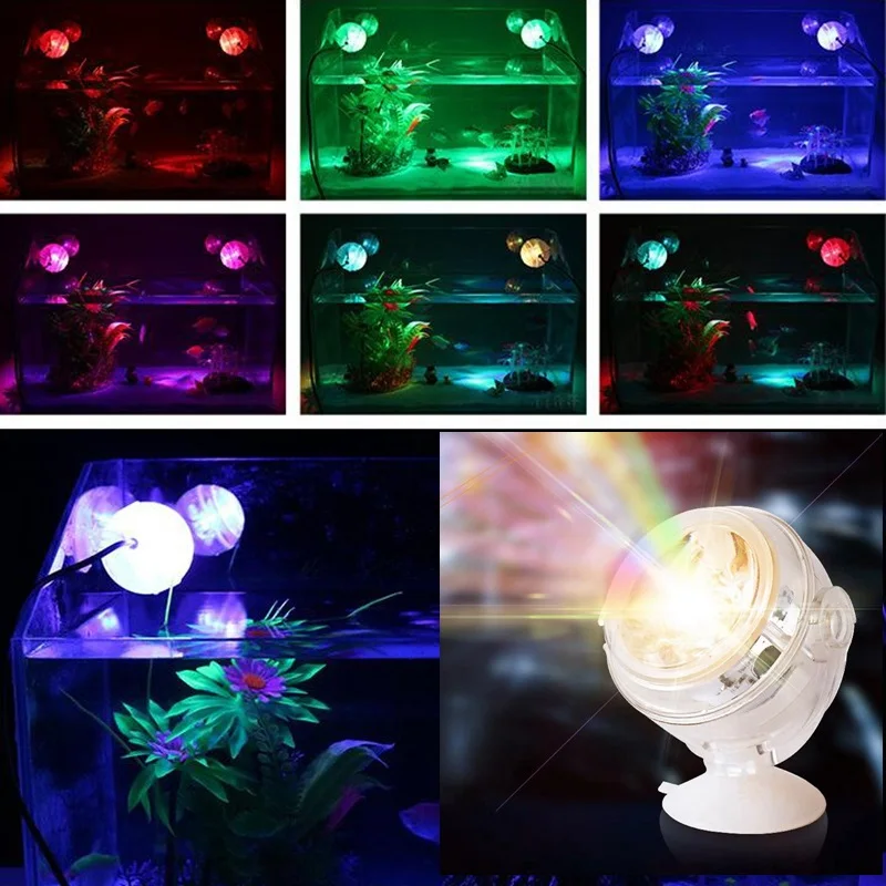 1W IP68 7 Colors LED Lamp Aquarium Decoration Shooting Lights Fish Tank Diving Water Spotlight Aquatic Plant Submersible Light