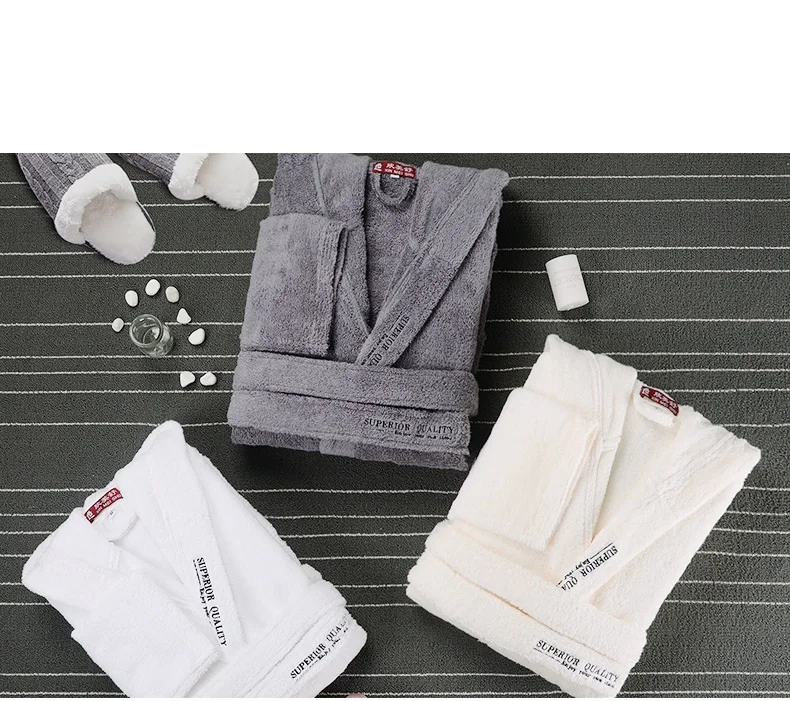 Thick Cotton Hooded Bathrobe Embroidery Soft Terry Robe Hotel Absorbent Night Dressing Gown Pijamas Bridesmaid Robes Household