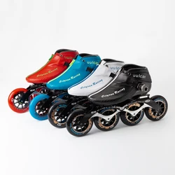CITYRUN-Bota de Patinagem em Fibra de Carbono com Zip, Sapato de Patins Velocidade Inline, Track Race Marathon, PS Pro, 4 Rodas, 100mm, 90mm, Azul, Preto, 110mm