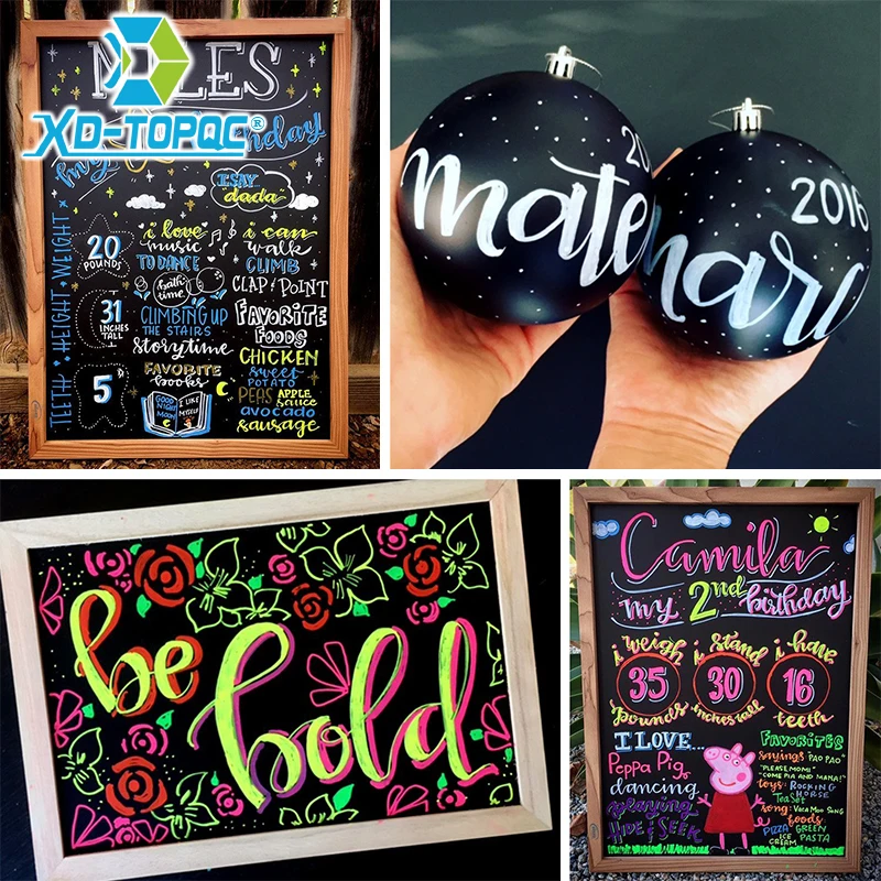 XINDI-Stylo marqueur à craie liquide effaçable, surligneur structurels ent, peinture d'art colorée, tableau blanc, tableau noir LED, nouveau, 8 pièces par lot