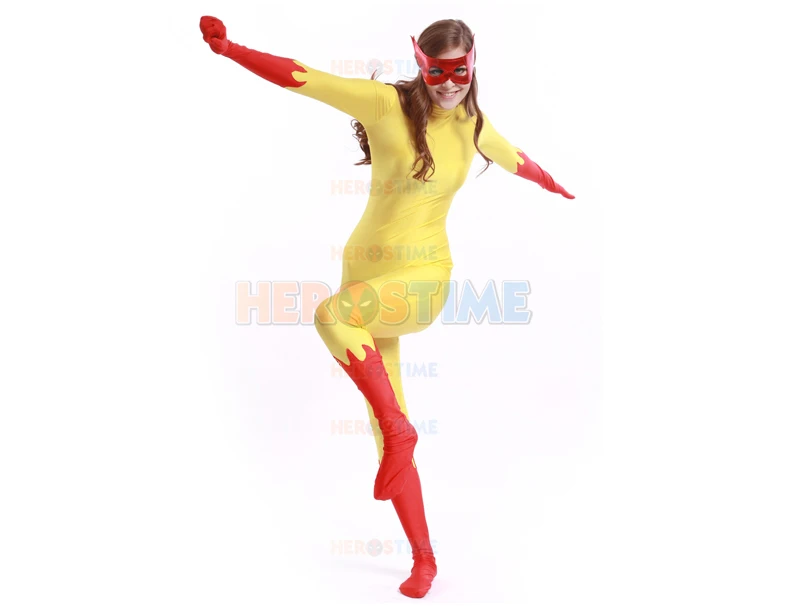 

Firestar Superhero Costume Freeshipping Spandex Cosplay Halloween Costume for Woman