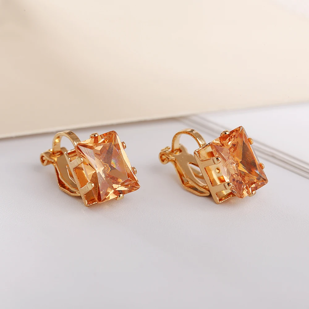 JIOFREE Cubic Zirconia Clip Earrings for women Fashion Crystal Jewelry Earrings Female Wedding Party Gift top quality