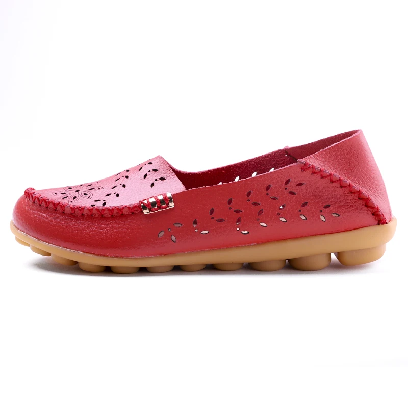 BeckyWalk 2025 New Spring Summer Women Flats Breathable Genuine Leather Women Shoes Soft Sole Loafer Casual Shoes Woman WSH2672