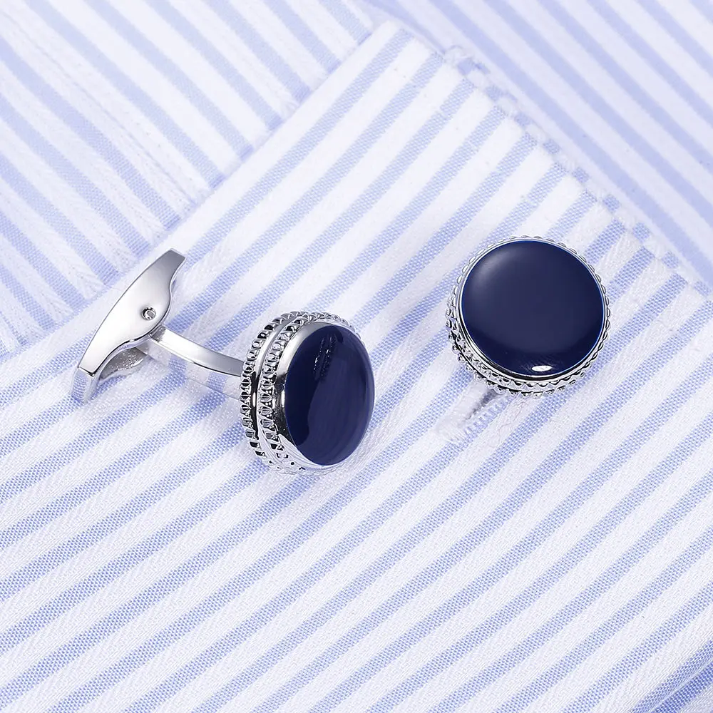 VAGULA Brass Cufflinks Classic Blue Enamel Gemelos Luxury Men Suit Shirt Cuff links gift 822