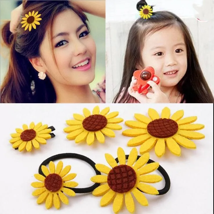 4pcs/lot 2018 Korean version of the sun flower hair headdress hair accessories explosions sunflower rubber band