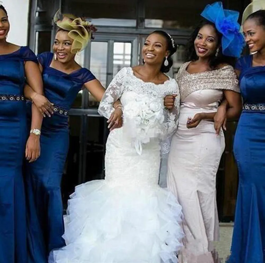 Robe de mariage Lace Mermaid Wedding Dresses Long Sleeve Beading Applique Lace Ruched Gown Wedding Dress