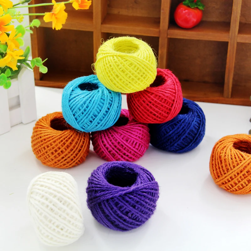 Hot sale 1 roll 25 meters Colored Decorative Twisted Cord DIY Natural Hemp Rope Braided Linen Cord Decorative materials   Mxq002