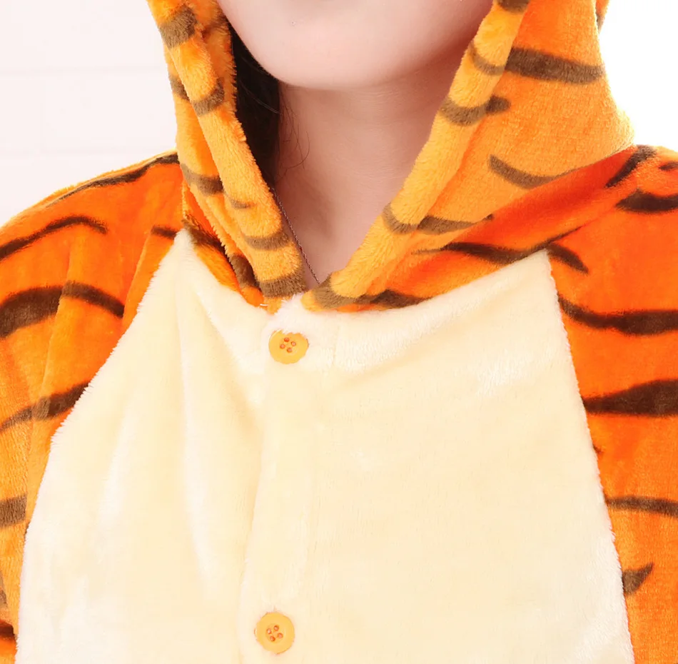 Women and Men Pyjamas Tiger Onesies Adults Tigger Flannel Pajamas Animal Costumes Adult Cute Cartoon Animal Sleepwear Cosplay