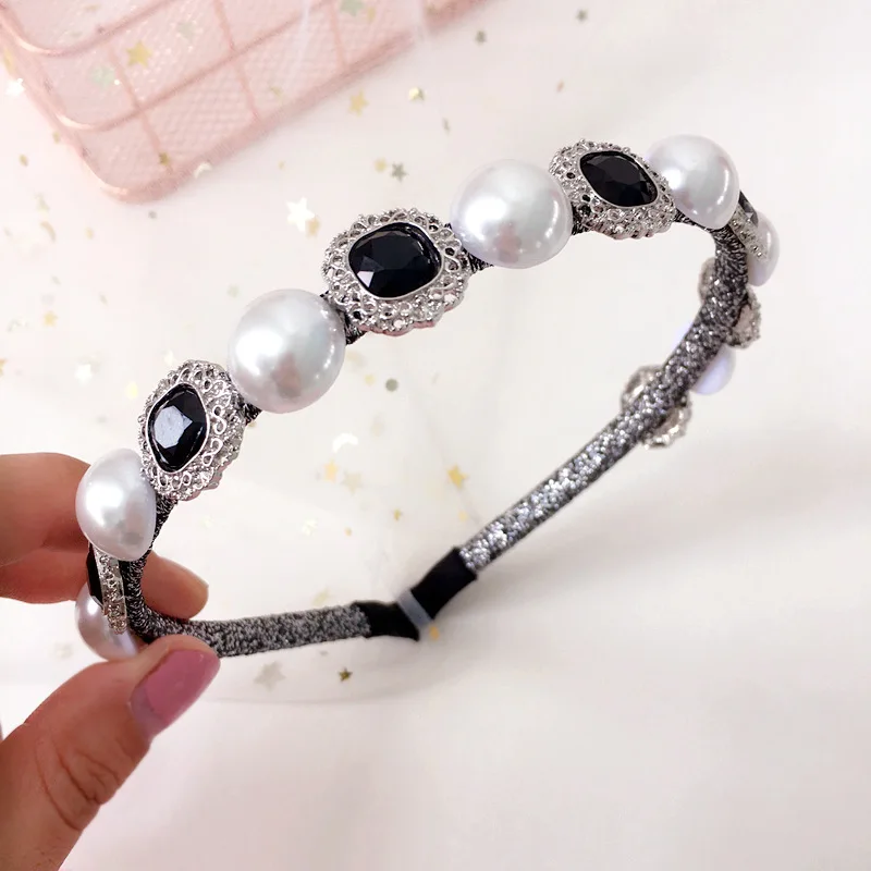 

Fashion Luxury Crysta hair hoop Hair Accessories Women Girls Pearls Hair Band Hair Ponytail Rope Hairbands headwear