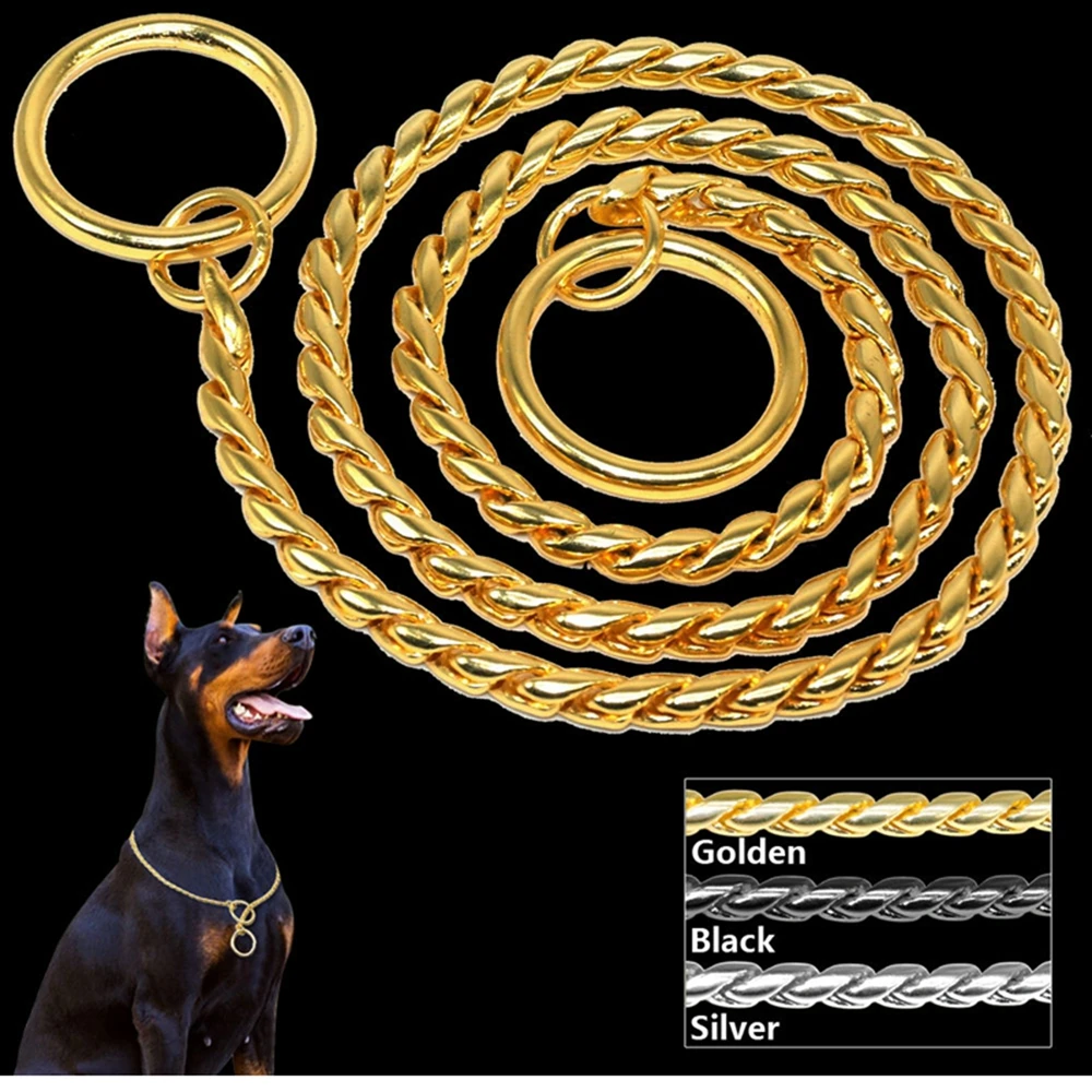 

Choke Chain Training Dog Collars Snake P Choker Pet Show Collar 4 Colors 8 Sizes