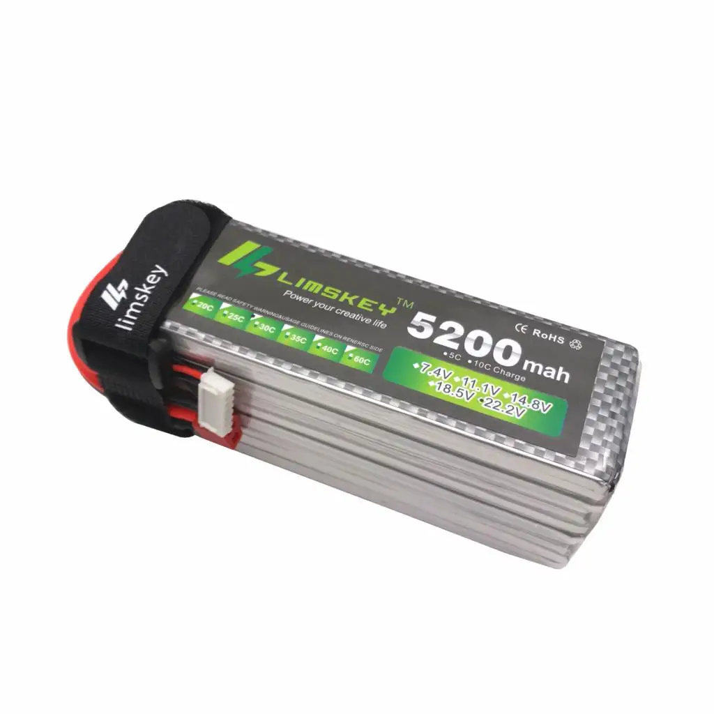 

Rechargeable Limskey Power 22.2V 5200mah 40C 6S Lipo Battery XT60 Plug for RC Helicopter Quadcopter Toys Racing Parts