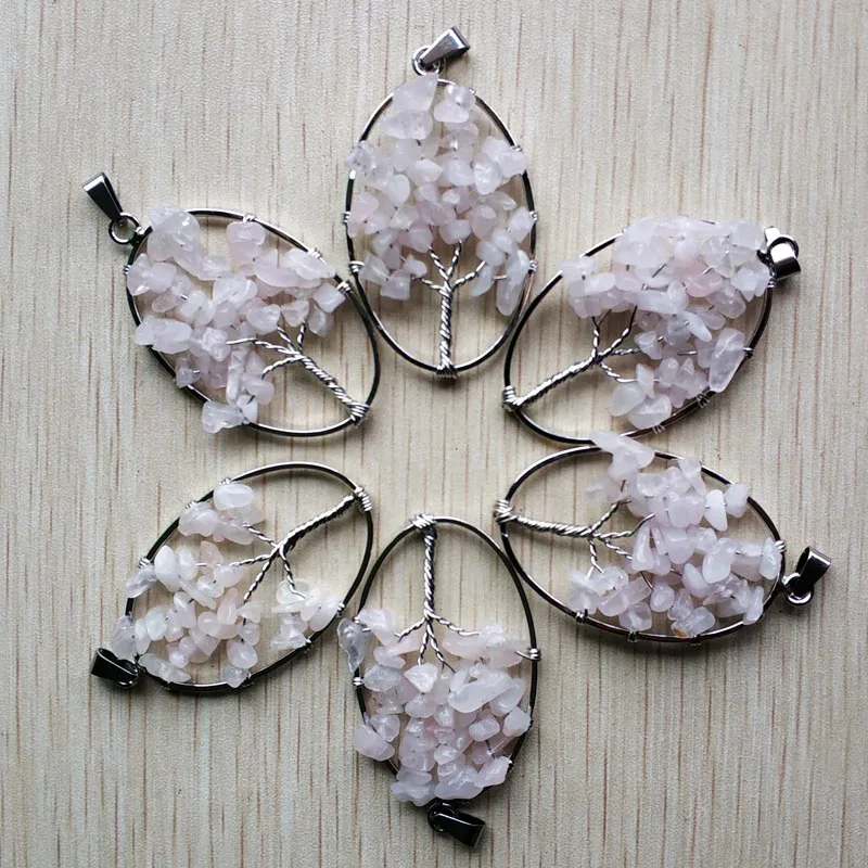 

Wholesale 12pcs/lot fashion natural stone tree of life handmade wire wrapped oval Pendants for jewelry accessories marking free