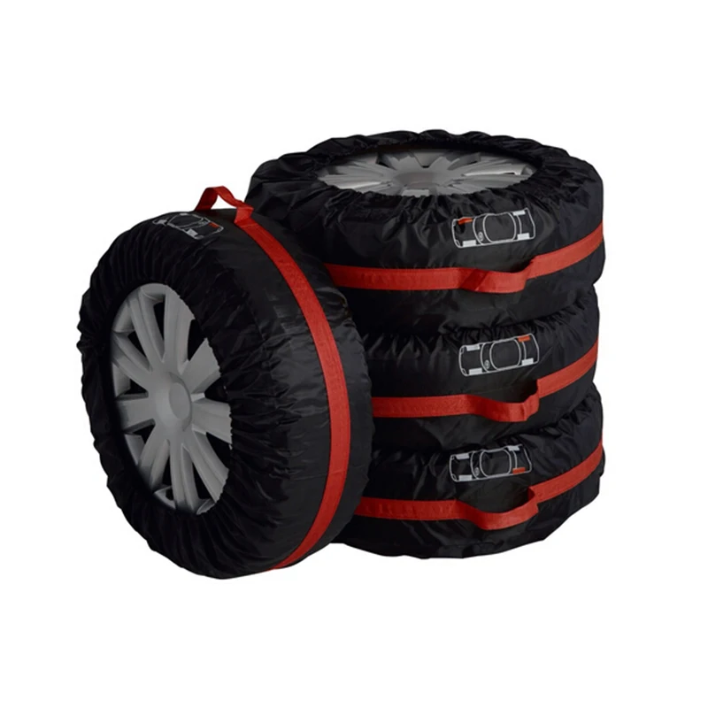 4Pcs Spare Tire Cover Case Polyester Winter and Summer Car Tires Storage Bag Automobile Tyre Accessories Vehicle Wheel Protector