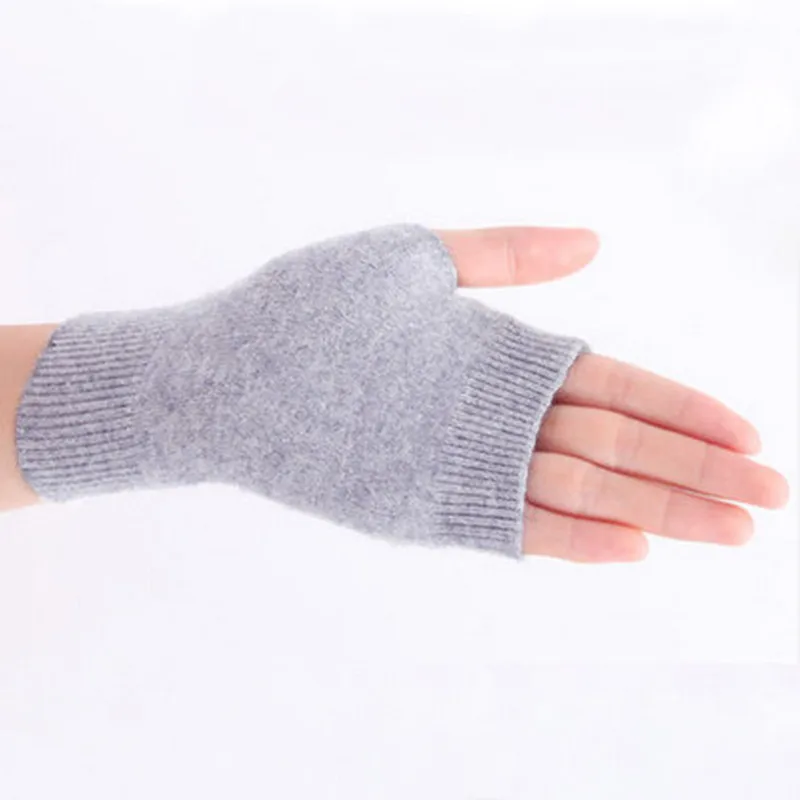 Sales Genuine Fine Sheep Wool Mitt Exposed Finger Women\'s Gloves Winter Autumn Knitted for Women Fingerless Gloves Wrist Mittens