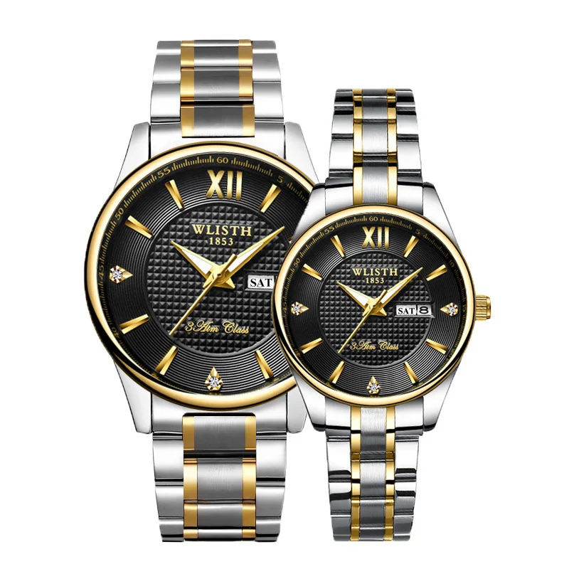 Casal Relógios De Pulso Alta Qualidade Top Marca WLISTH Business Watch para Homens Hour Women Relógios Dual Calendar Ladies Watch for Lover