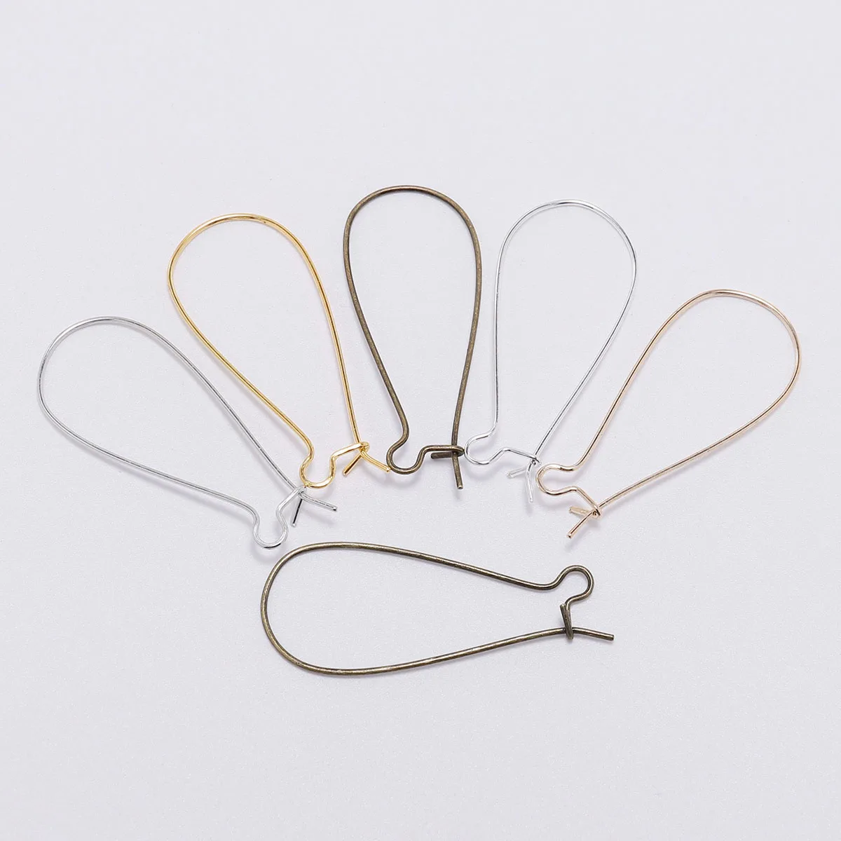 

50pcs 18 25 38 mm Oval Metal Tone Ear Wire Earring hooks Findings Kidney Closable Earring Ear Wires DIY Jewelry Making Supplies