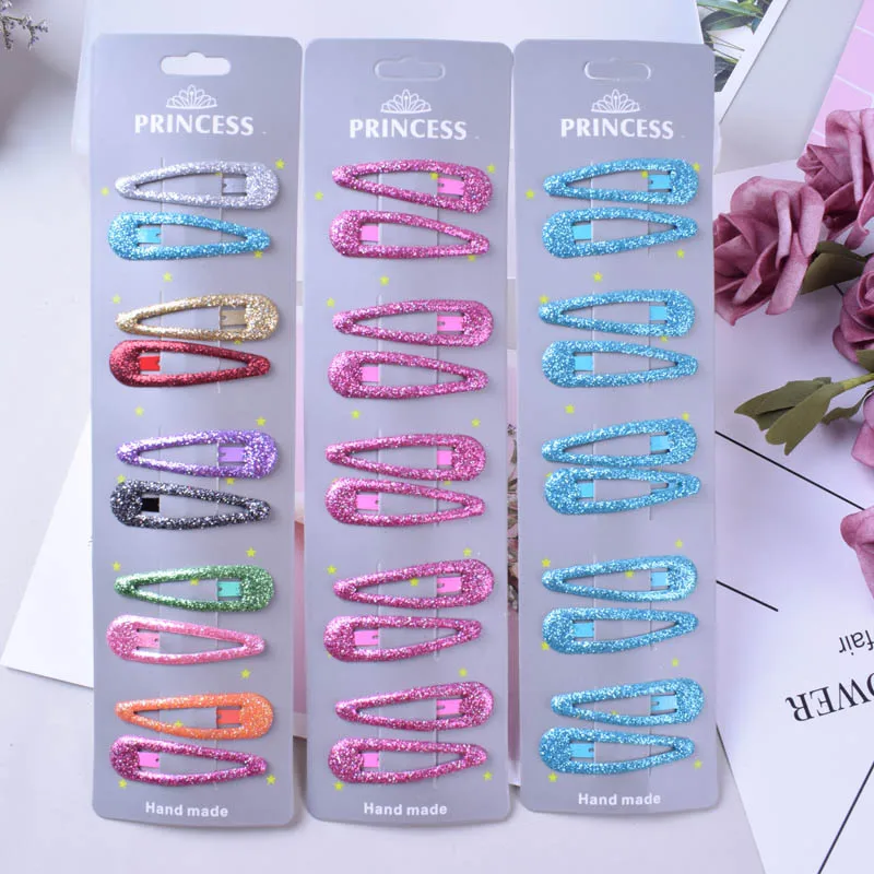 10 sztuk / zestaw brokatowych spinek do włosów Snap Hair Clip dla dzieci Kids Claw Hair Clip Pins For Girls Hair Accessories Cute Metal Barrettes