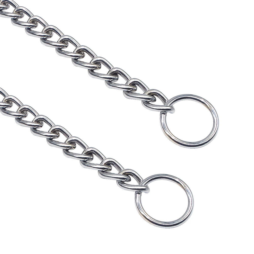 Large Dog Collar Chain Choke Personalized Pet Collars Silver Dogs Pitbull Training Slip Choker Free Engraving Tag Nameplate