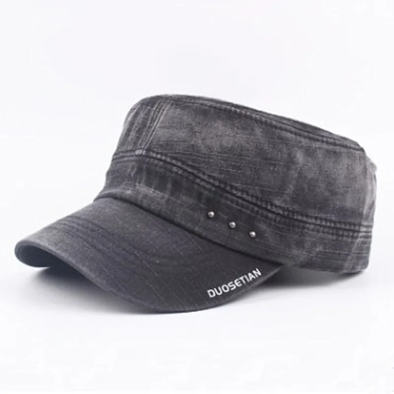 

Adjustable Size Cotton Men's Winter Hat Washed Cloth Retro Military Hats Simple Fashion Male Bone Flat Cap Casual Daddy's Hat