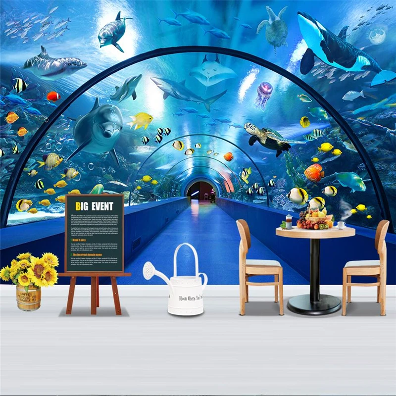 

wellyu 3d underwater beautiful dolphin whale background custom mural wallpaper paped pared para four murals Papel de parede