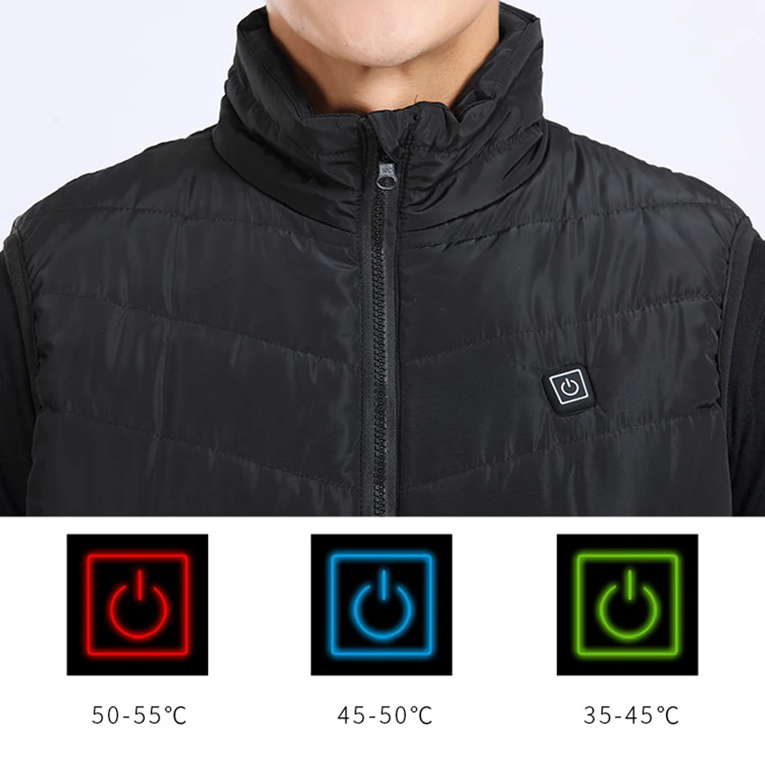 Men Winter Thick USB Heating Cotton Vest Outdoor Sleeveless Windbreaker Hiking Camping Trekking Climbing Fishing Hunting Jackets