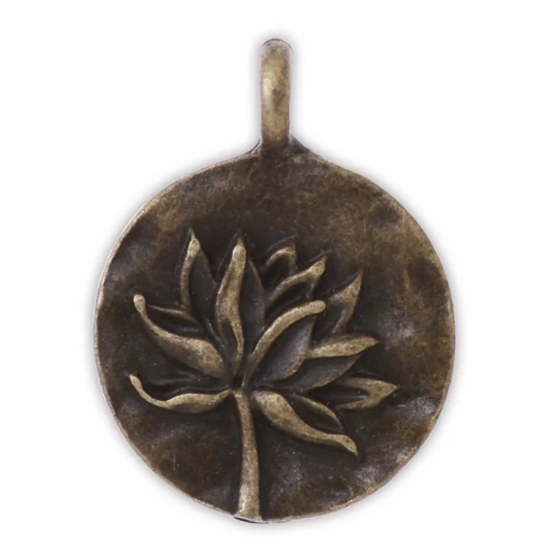 

20pcs 16mm round Lotus pendant,antique bronze lotus,vintage lotus pendant,floating lotus tag,Yoga Charm-10089108