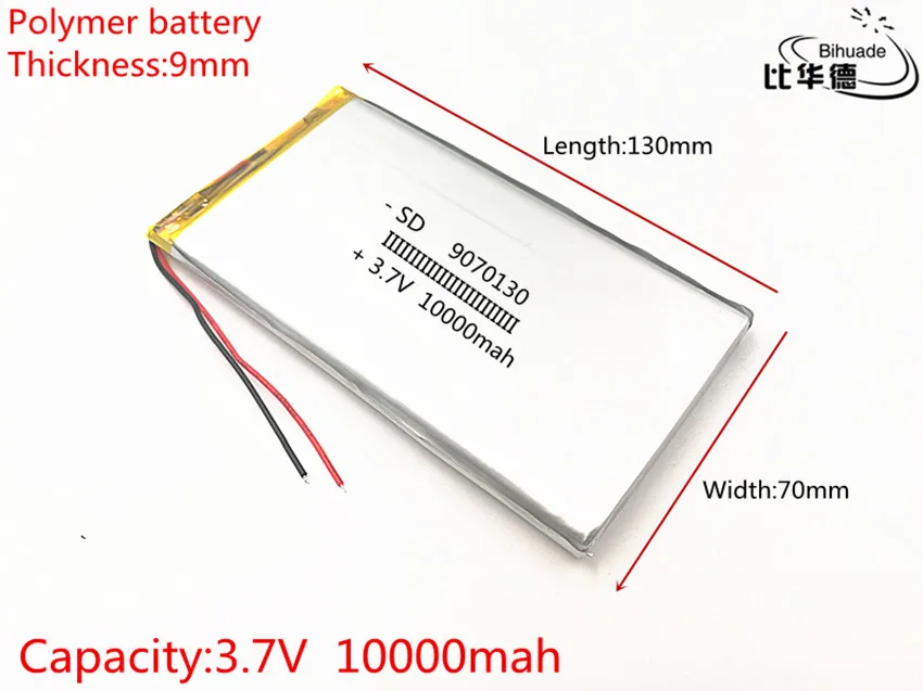 10000mAh 9070130 3.7V lithium polymer lipo battery rechargeable li ion cell