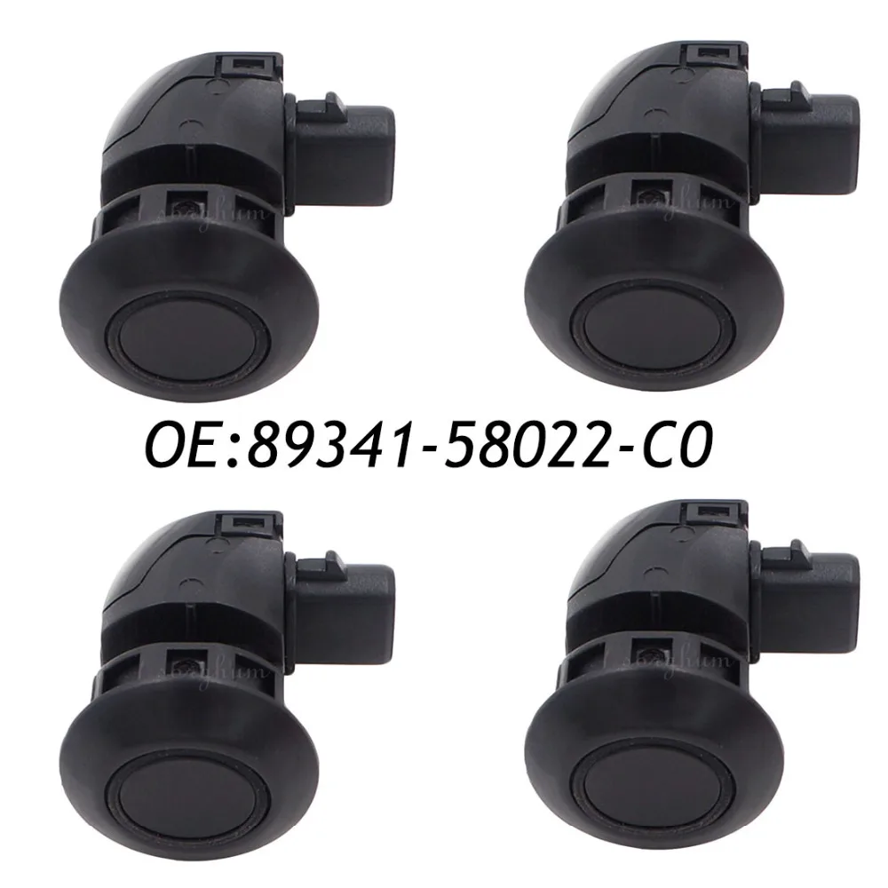 4PCS 89341-58022-C0 PDC Left & Rear Parking Assist Sensor For Toyota Alphard 2005-2008 89341-58022 Black