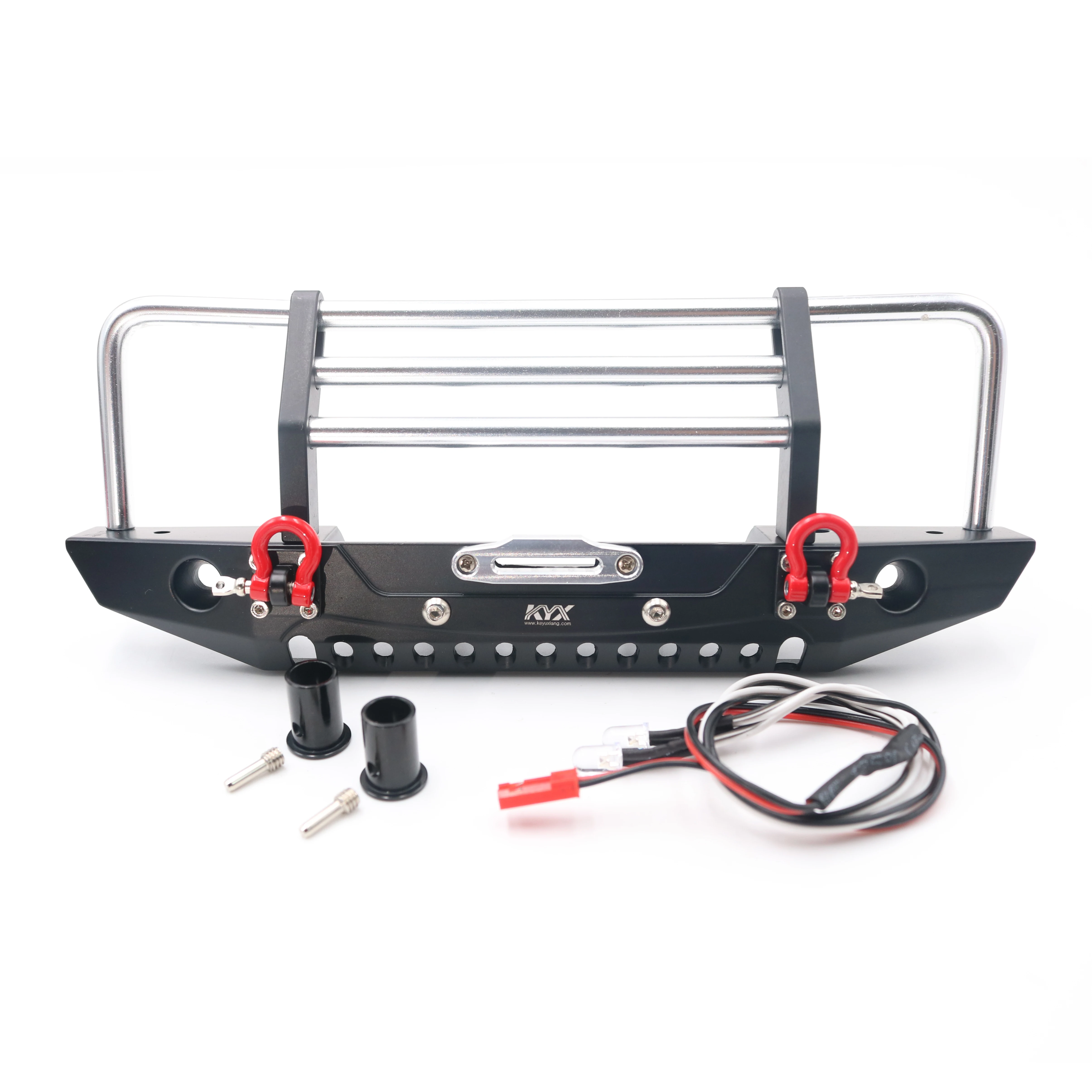 KYX Racing Alloy Front Bumper with LED Lights for 1/10 RC Crawler Car Traxxas TRX-4 TRX4 Redcat Gen8 Scout II