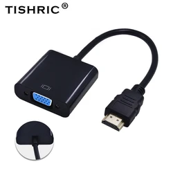 Переходник HDMI/VGA TISHRIC, 1080P, цифро-аналоговый, штекер-гнездо, для ПК, ноутбука, ТВ-приставки, проектора