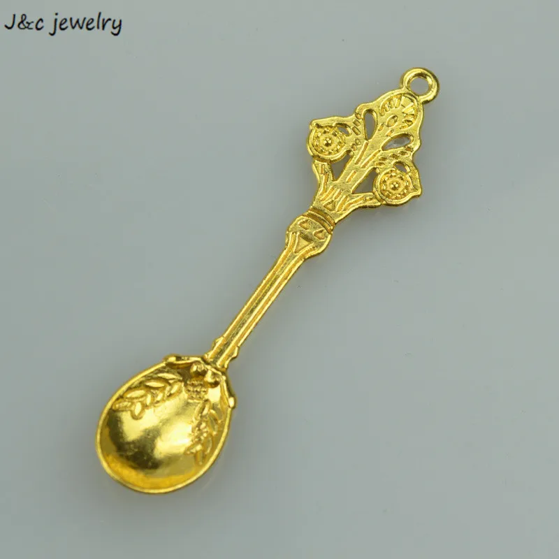 6 pcs free shipping Gold color charms diy metal  Spoon pendant for necklace&bracelets jewelry making 62*15 mm 33123A