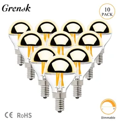 Grensk Gold Mirror Bubble G45 Globe LED Filament Bulb 4W E12 E14 Base Warm white 2700K LED Decorative Lighting for home Dimmable