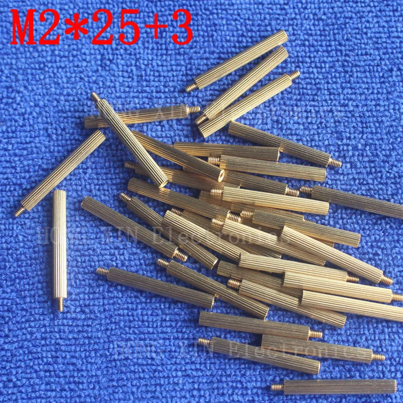 M2*25+3 10Pcs brass Standoff 25mm Spacer Standard Male-Female brass standoffs Metric Thread Column High Quality 10 piece sale