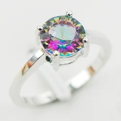 Concave Cut Rainbow Mystic Crystal Zircon 925 Sterling Silver Wedding Party Design Ring Size 5 6 7 8 9 10 11 12 A28 Free Ship