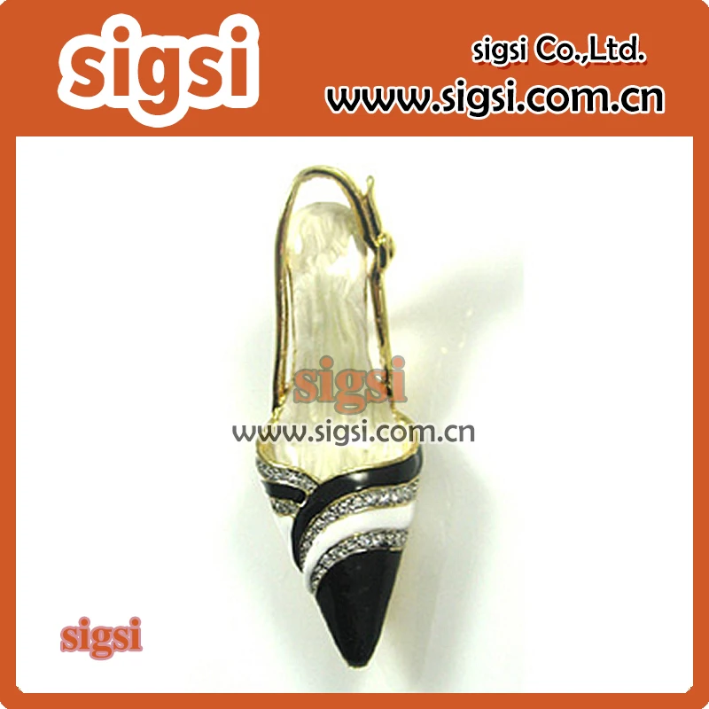 

high heel enamel metal acrylic rhinestone brooch