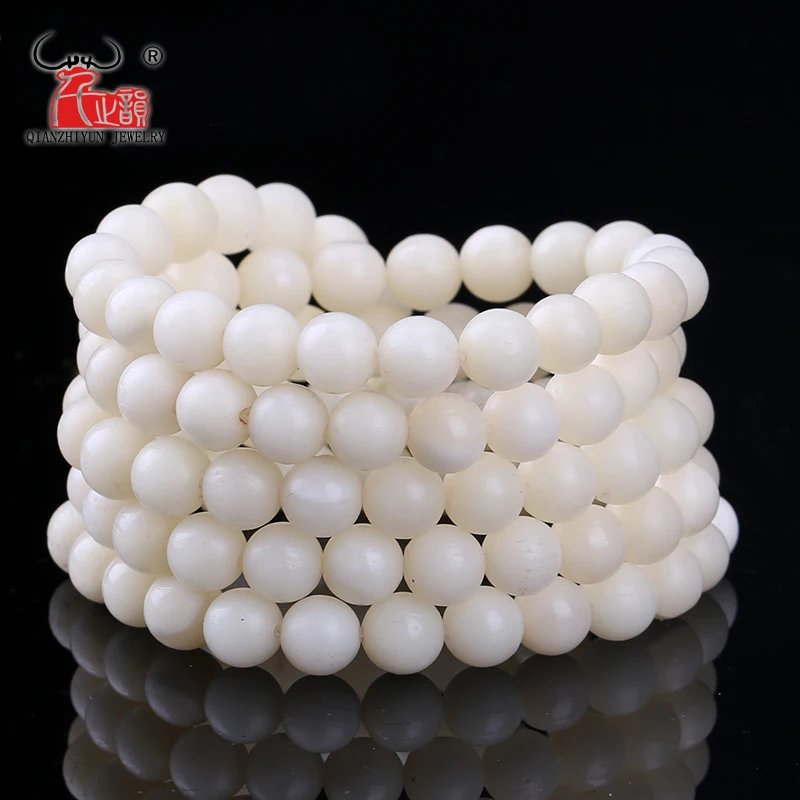 10PCS The natural camel bone is round and smooth with the beads DIY bracelet accessories.Hole 1.5mm