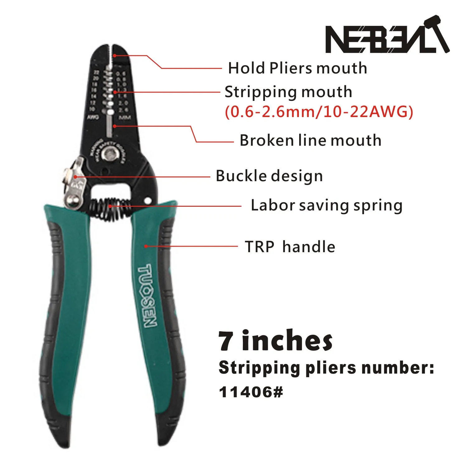 TUOSEN Wire Stripper Decrustation Pliers Multi tool Repair Tool Pliers Cable Wire Stripping Pliers Crimping Pliers Combination