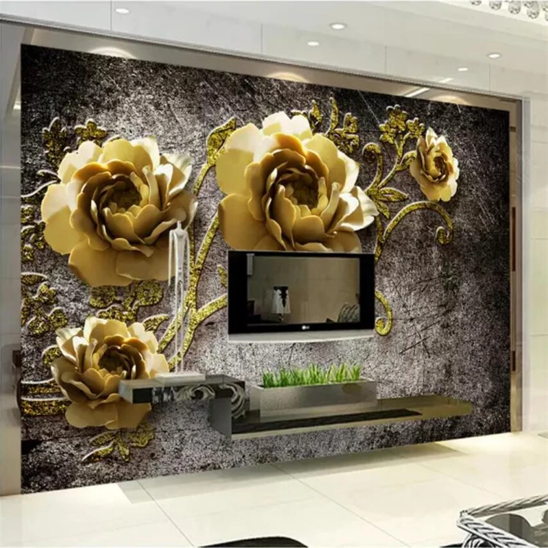 

wellyu papel de parede Custom wallpaper 3d обои home and rich embossed peony flower vine living room TV background wall paper 8d