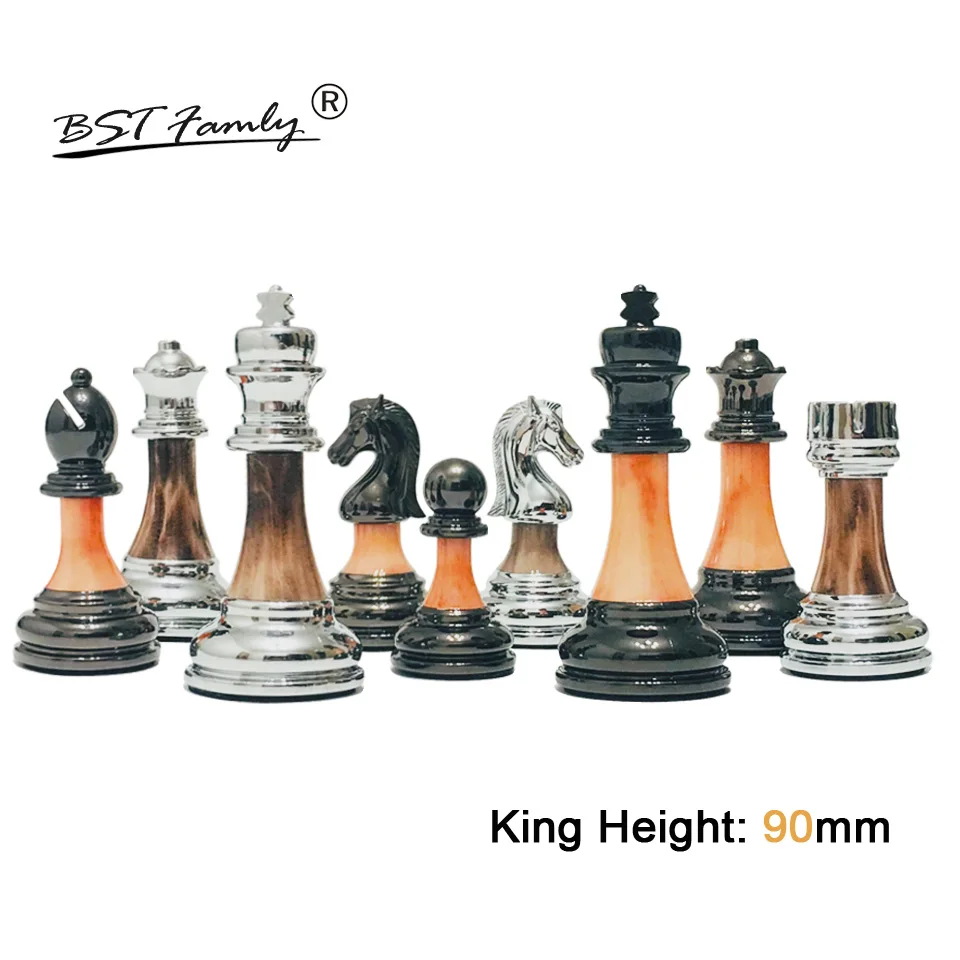 High Quality Chess Pieces King Height 90mm ABS Plastic Plating Process and Metal Aggravation Chessman Chess Game BSTFAMLY IA2