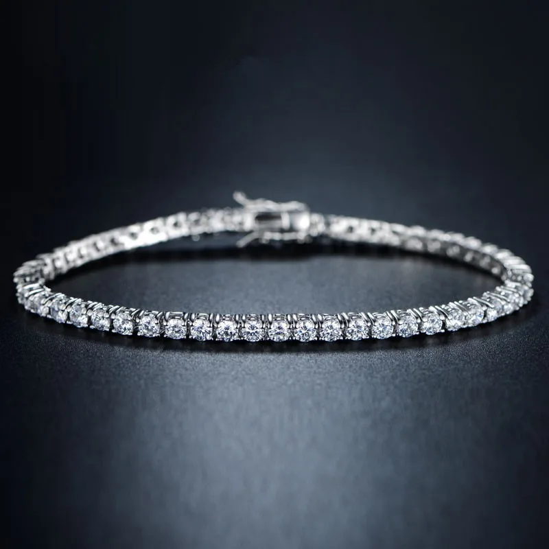 New Fashion S925 7.5 Inch Sterling Silver Bracelets Tennis Bracelet for Women Gifts Valentine Day Birthday Gifts Bangles Jewelry