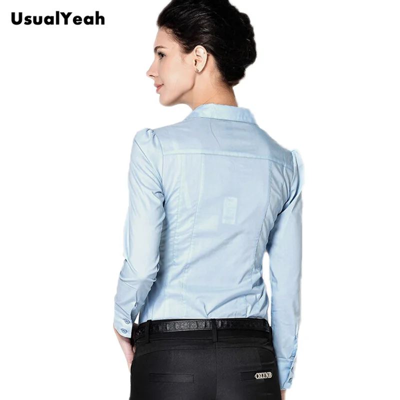 New  Fashion Women Casual Body Shirts Blouses Long sleeve V-neck Button office blusa feminina white blue S M L XL SY0247